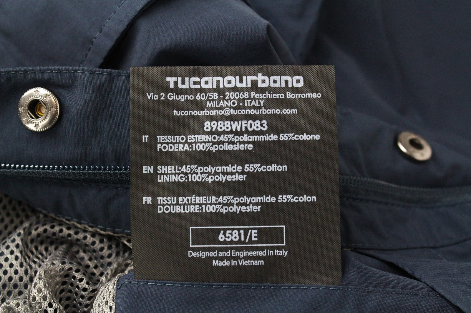 TUCANO URBANO Albertina Men's Jacket EU40 Blue Cotton Blend Lined Coat