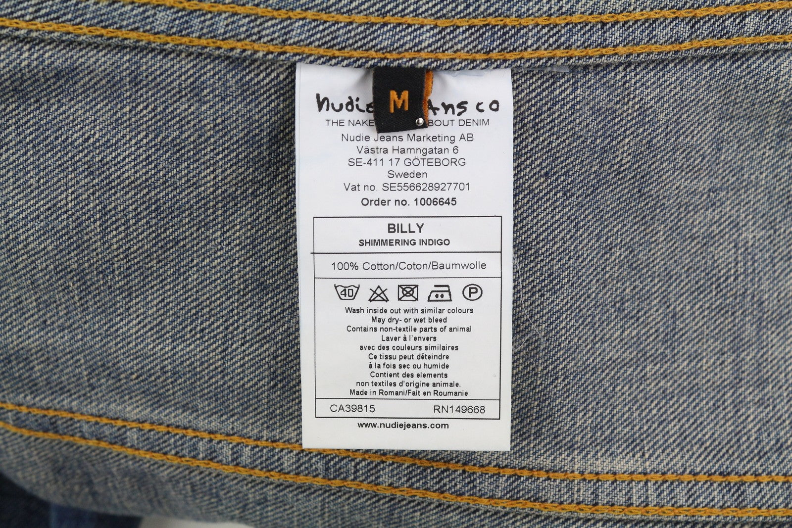 NUDIE JEANS Billy vyriška striukė M Shimmering Indigo Faded Ripped Distress Blue 