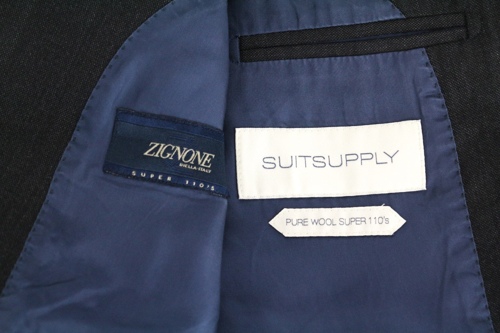 SUITSUPPLY Napoli Men's Blazer UK38S Dark Grey Wool Super 110's Lined