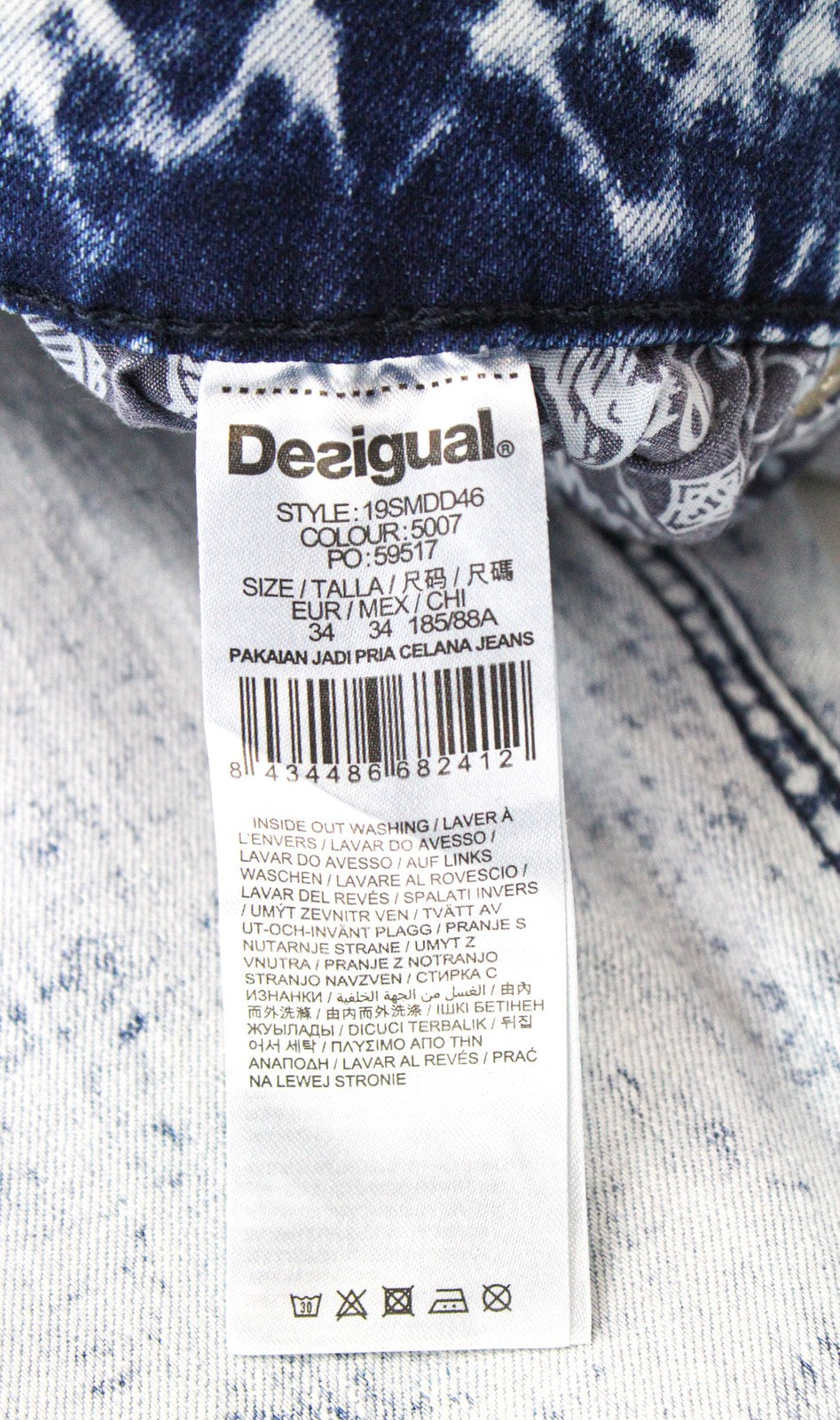 DESIGUAL Ares Men's Jeans EU34 Faded Blue Cotton Jogger Stretch Fit