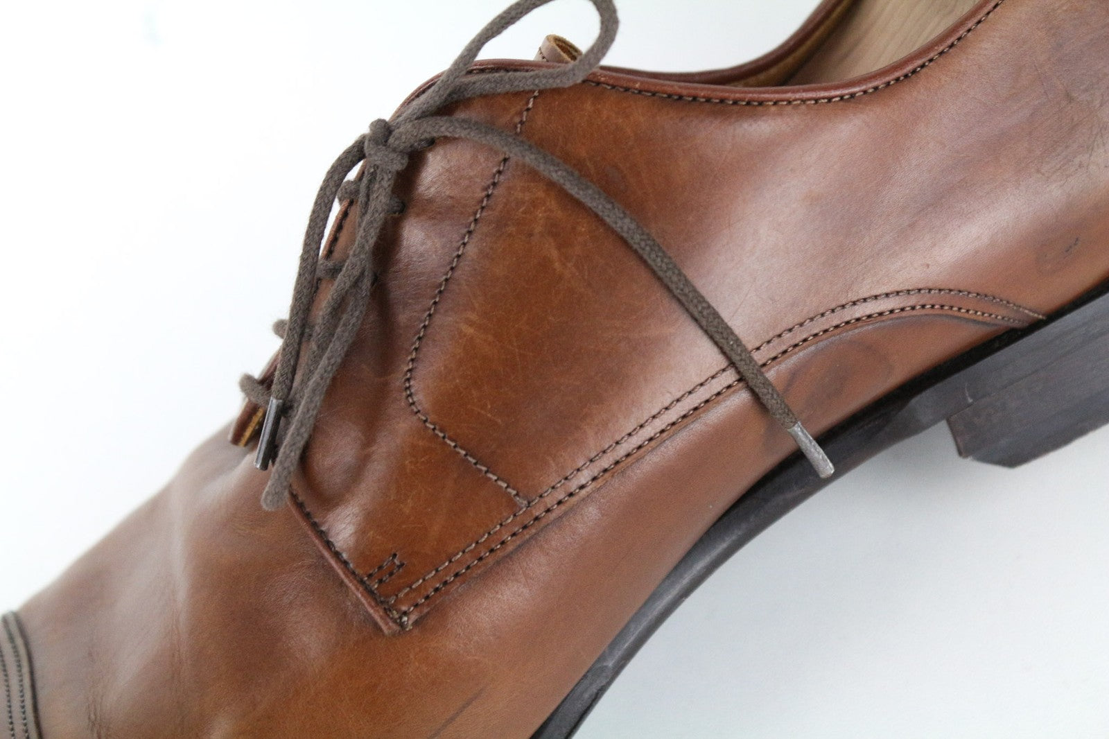 SUITSUPPLY Men's EU45 Brown Formal Shoes Leather Laced Classic Low-Top Design