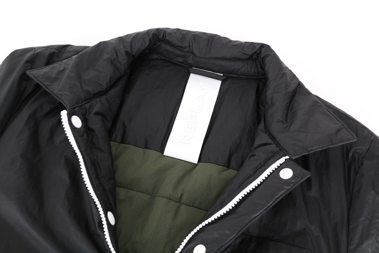 REPLAY Men's M Jacket Black Zip Snaps Lined Single-Breasted Back Logo Design