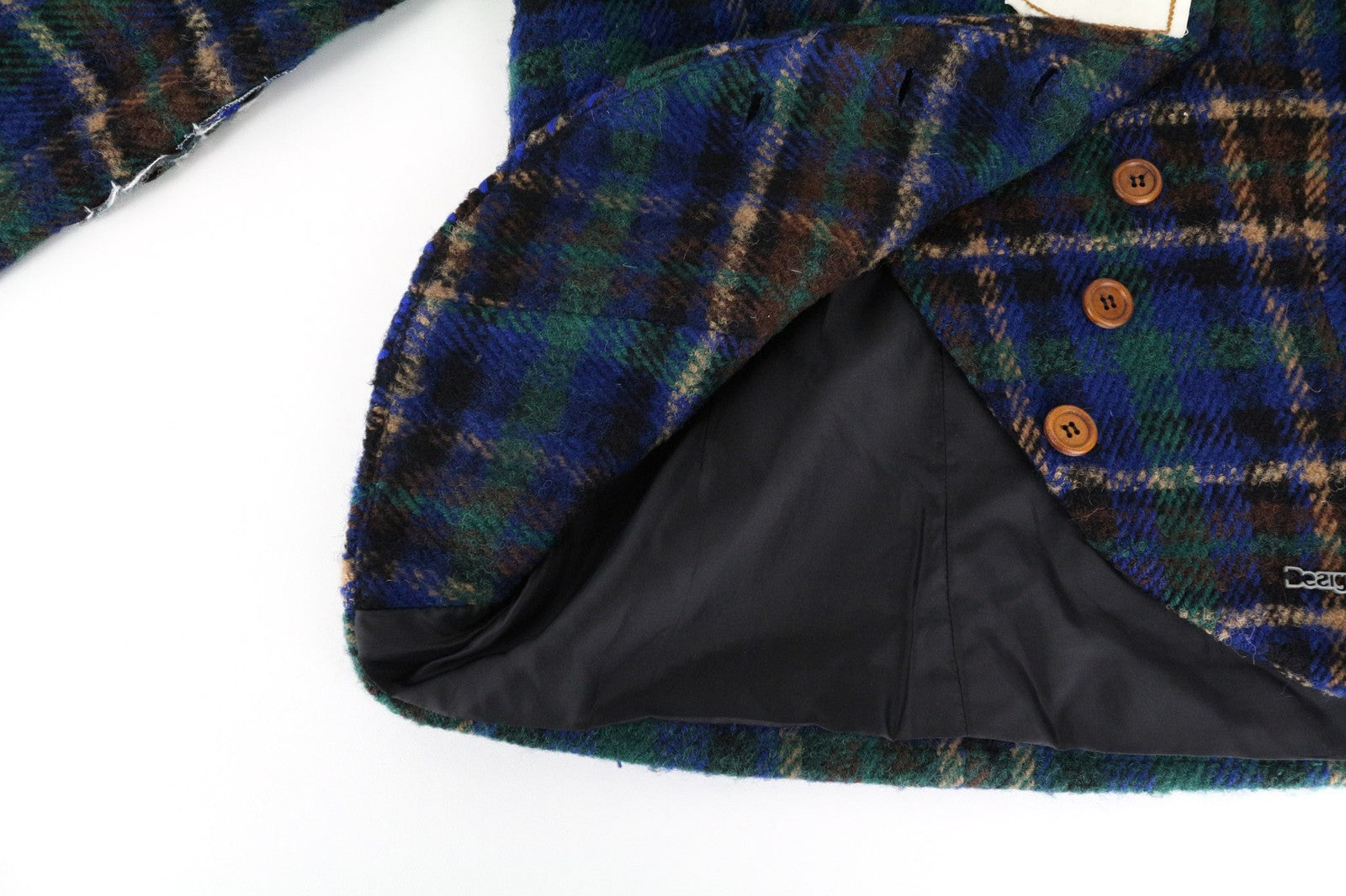 DESIGUAL Women's 40 Blue Checked Long Sleeve Wool Blend Single-Breasted Jacket