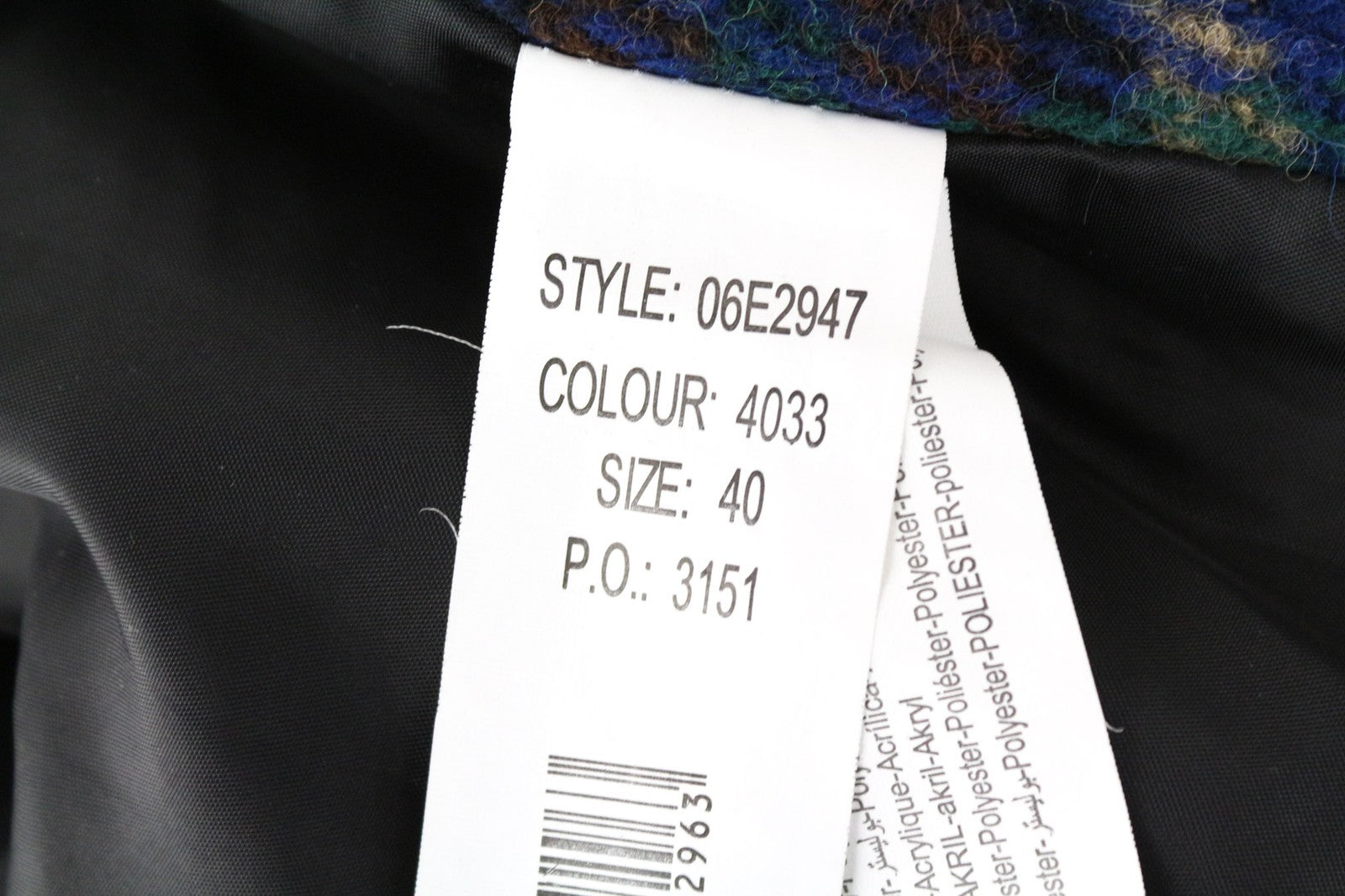 DESIGUAL Women's 40 Blue Checked Long Sleeve Wool Blend Single-Breasted Jacket