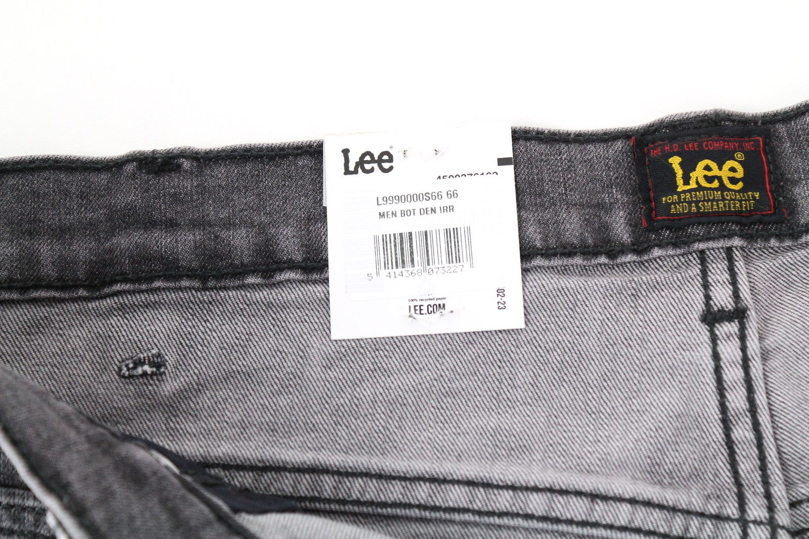 LEE Rider Men's W40/L32 Grey Slim Jeans 5-Pocket Washed Stretch Cotton Denim