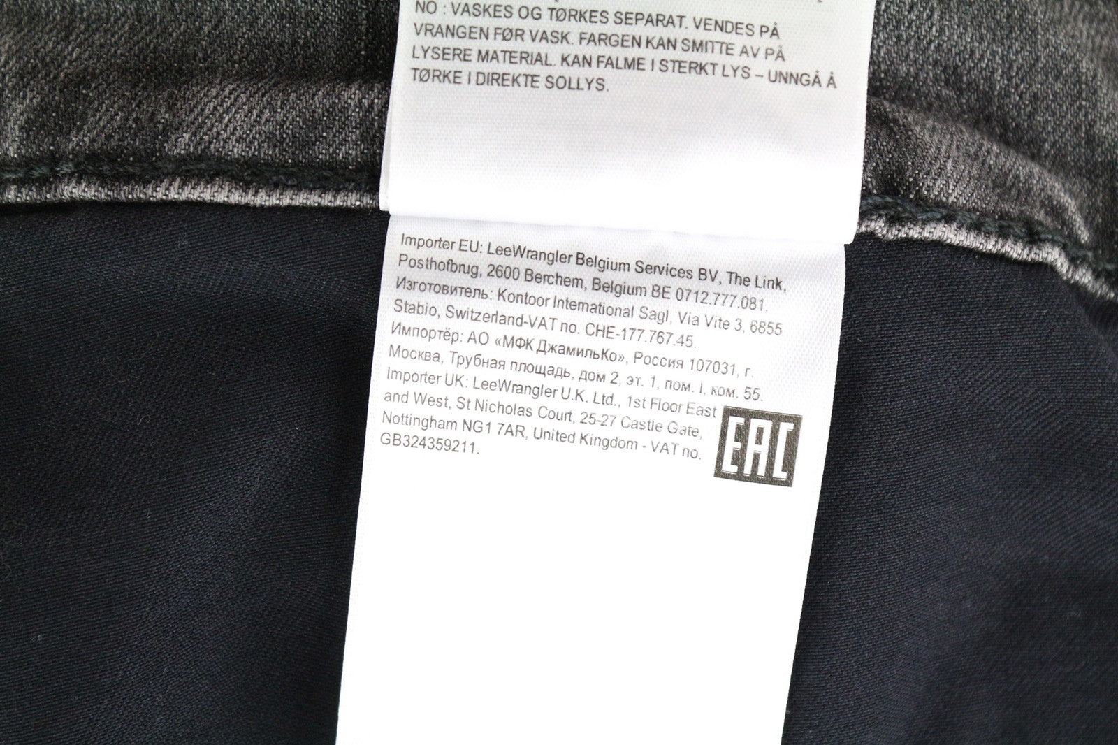 LEE Rider Men's W40/L32 Grey Slim Jeans 5-Pocket Washed Stretch Cotton Denim