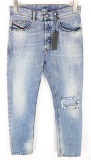 DIESEL D-Eetar 087AV vyriški džinsai W28/L32 morkų smailėjančio kirpimo, mėlyni, tamprūs džinsai 