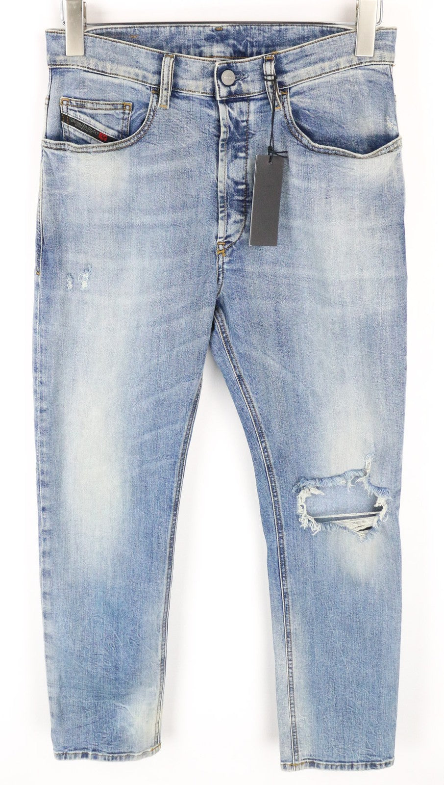 DIESEL D-Eetar 087AV vyriški džinsai W28/L32 morkų smailėjančio kirpimo, mėlyni, tamprūs džinsai 