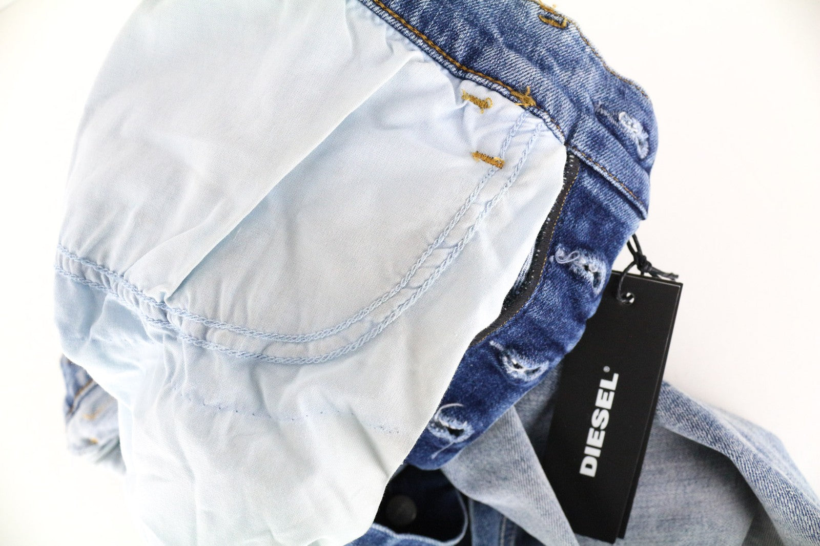 DIESEL D-Eetar 087AV vyriški džinsai W28/L32 morkų smailėjančio kirpimo, mėlyni, tamprūs džinsai 