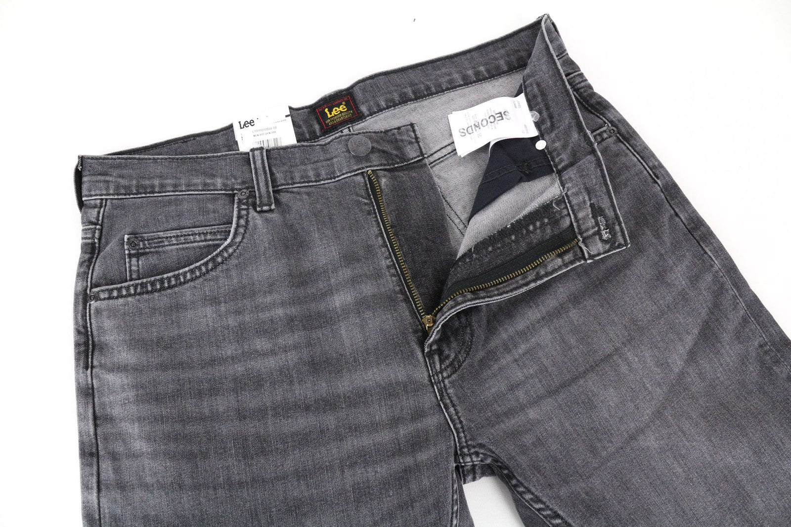 LEE Rider Men's W32/L34 Jeans Slim Fit Grey Stretch Cotton Faded 5-Pockets