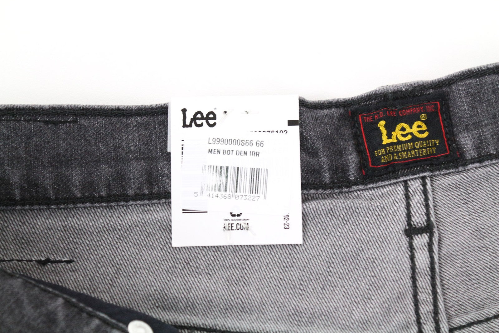 LEE Rider Men's W32/L34 Jeans Slim Grey Cotton Stretch Washed 5-Pockets