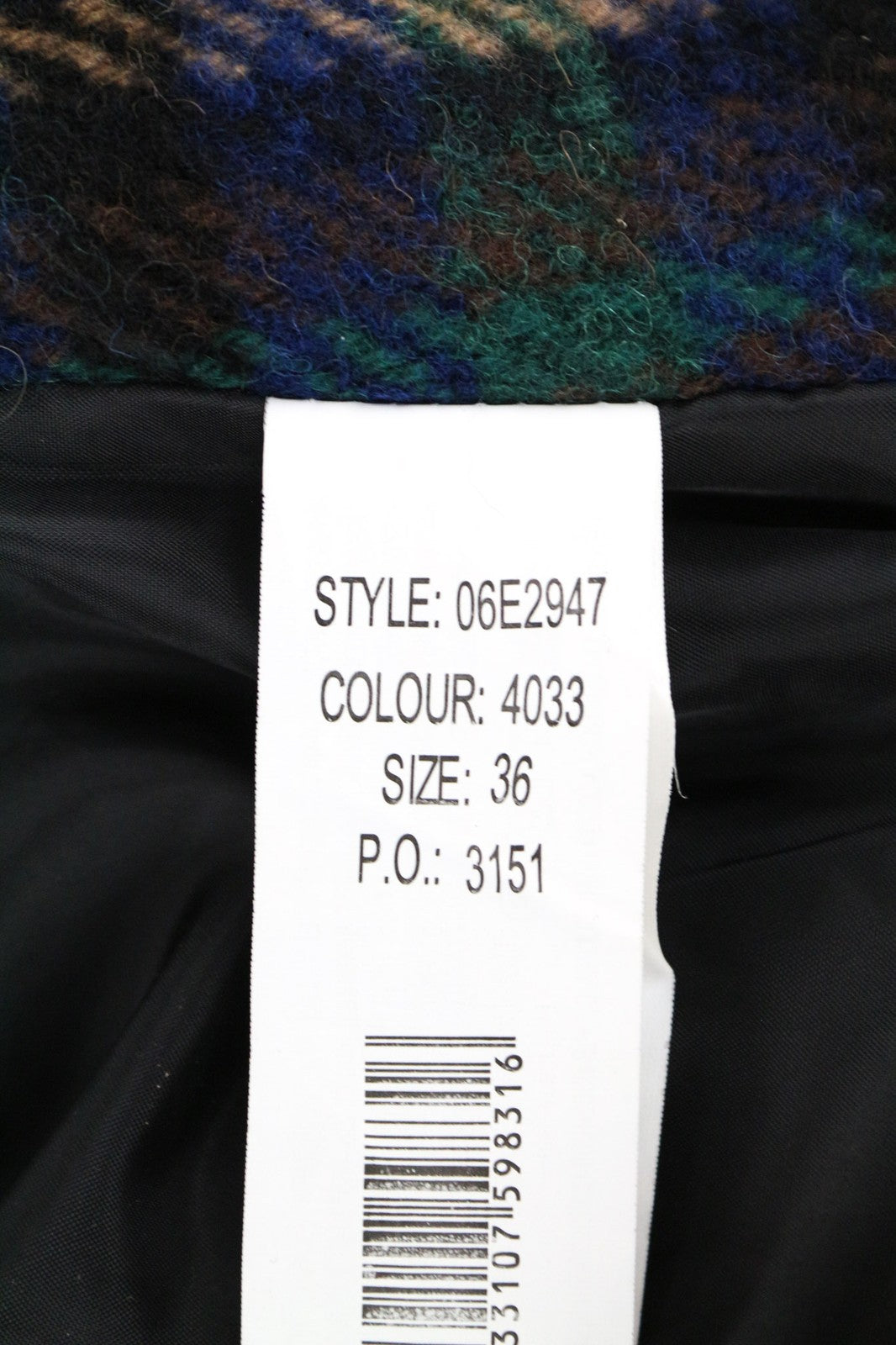 DESIGUAL Women's 36 Blue Checked Wool Blend Long Sleeve Single-Breasted Jacket