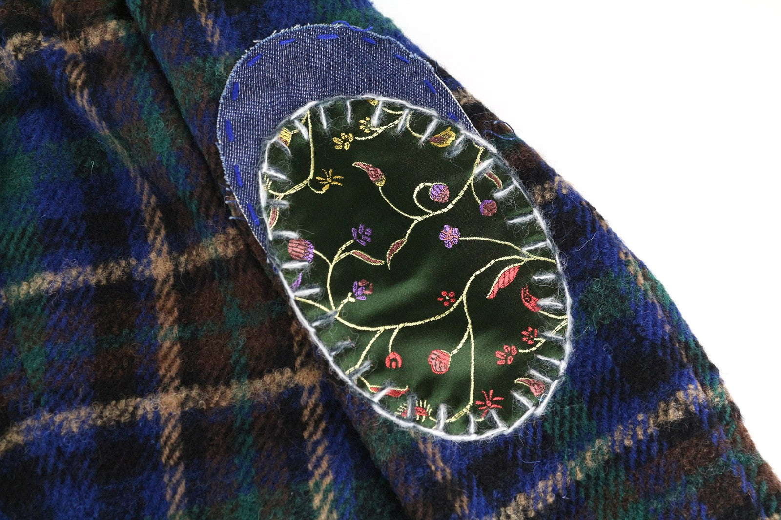 DESIGUAL Women's 36 Blue Checked Wool Blend Long Sleeve Single-Breasted Jacket