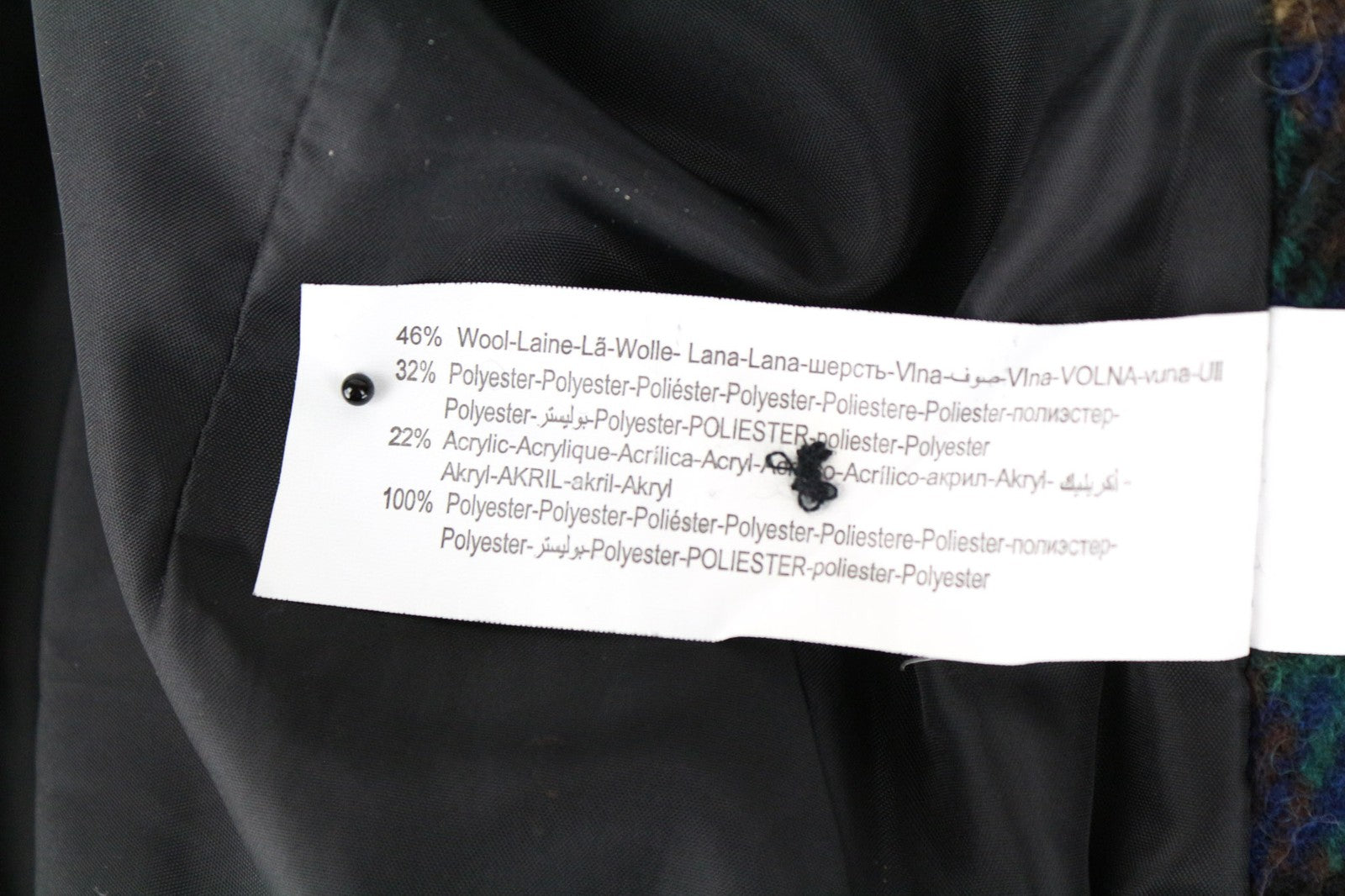 DESIGUAL Women's 36 Blue Checked Wool Blend Long Sleeve Single-Breasted Jacket