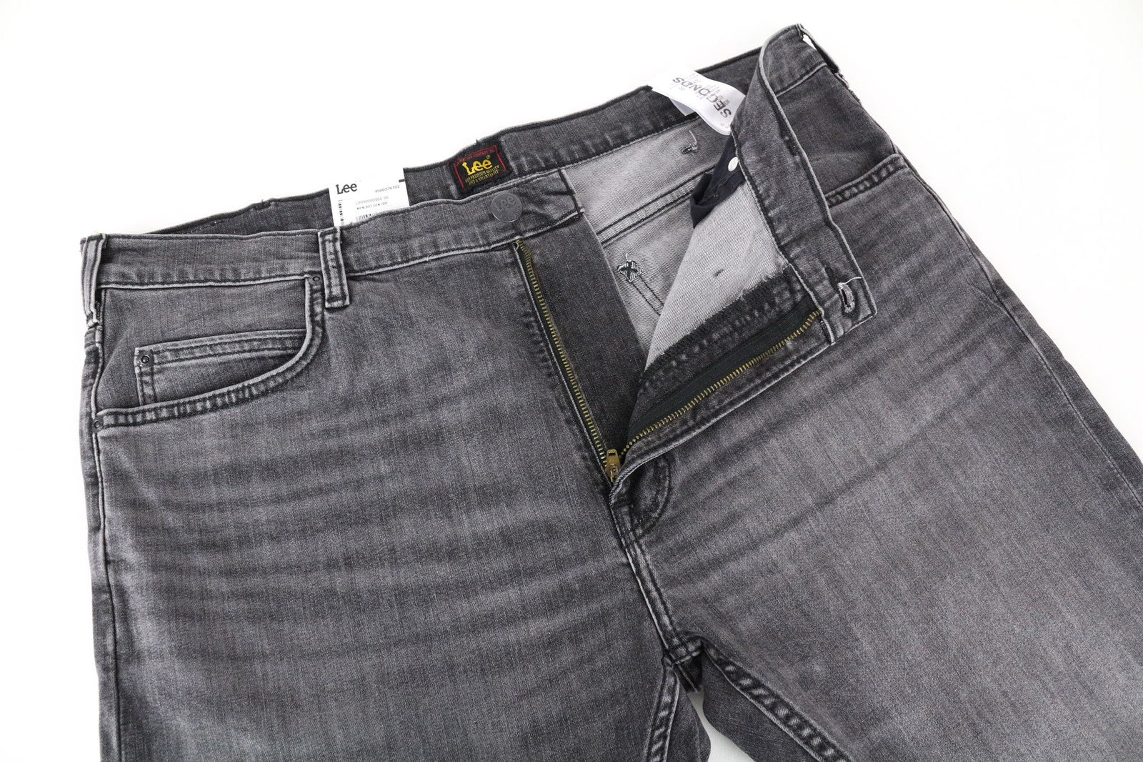 LEE Rider Men's W38/L32 Slim Washed Grey Stretch Cotton Jeans Casual Fit