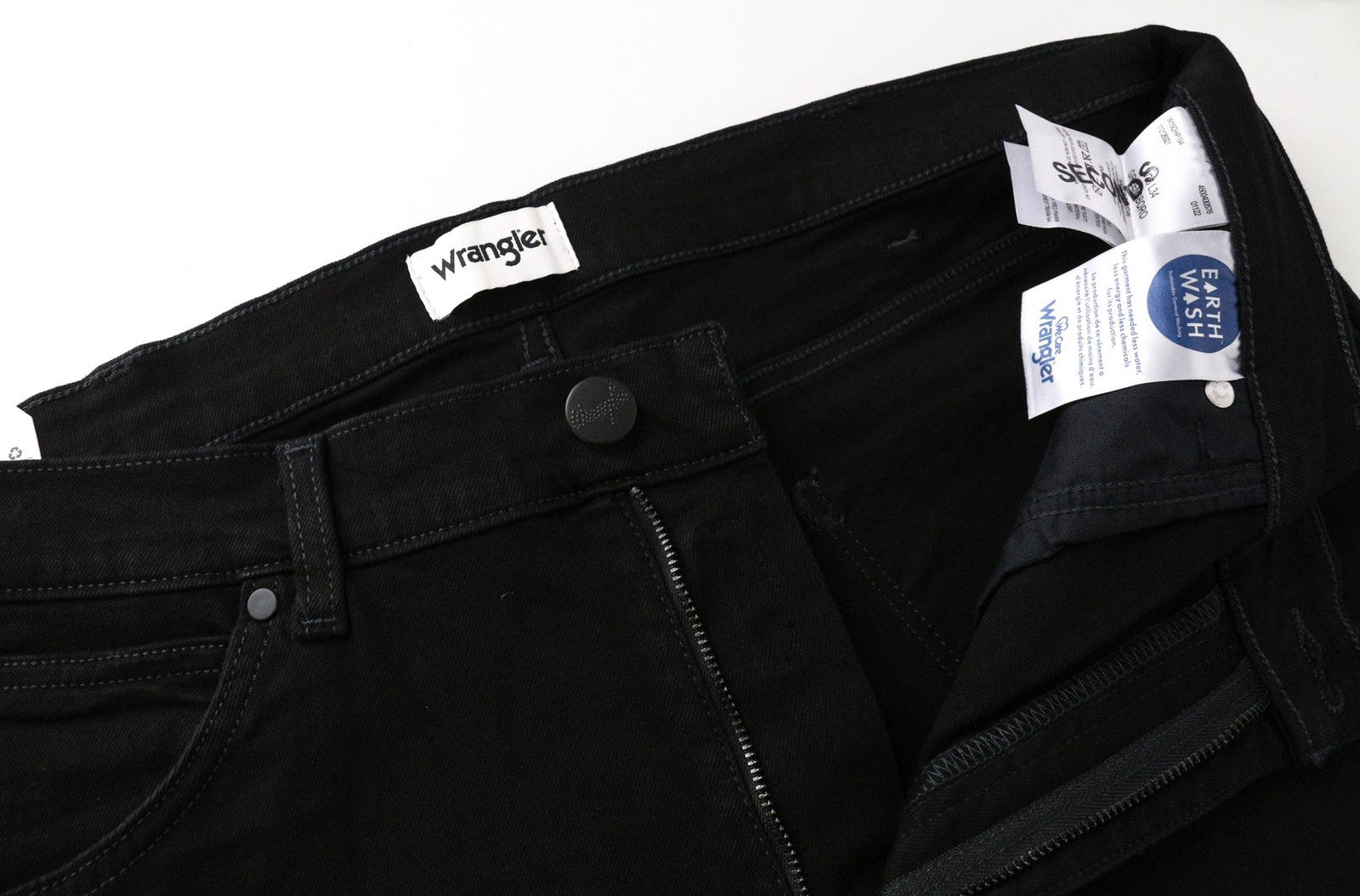 WRANGLER Greensboro Men's W36/L34 Straight Fit Jeans Black Stretch Denim