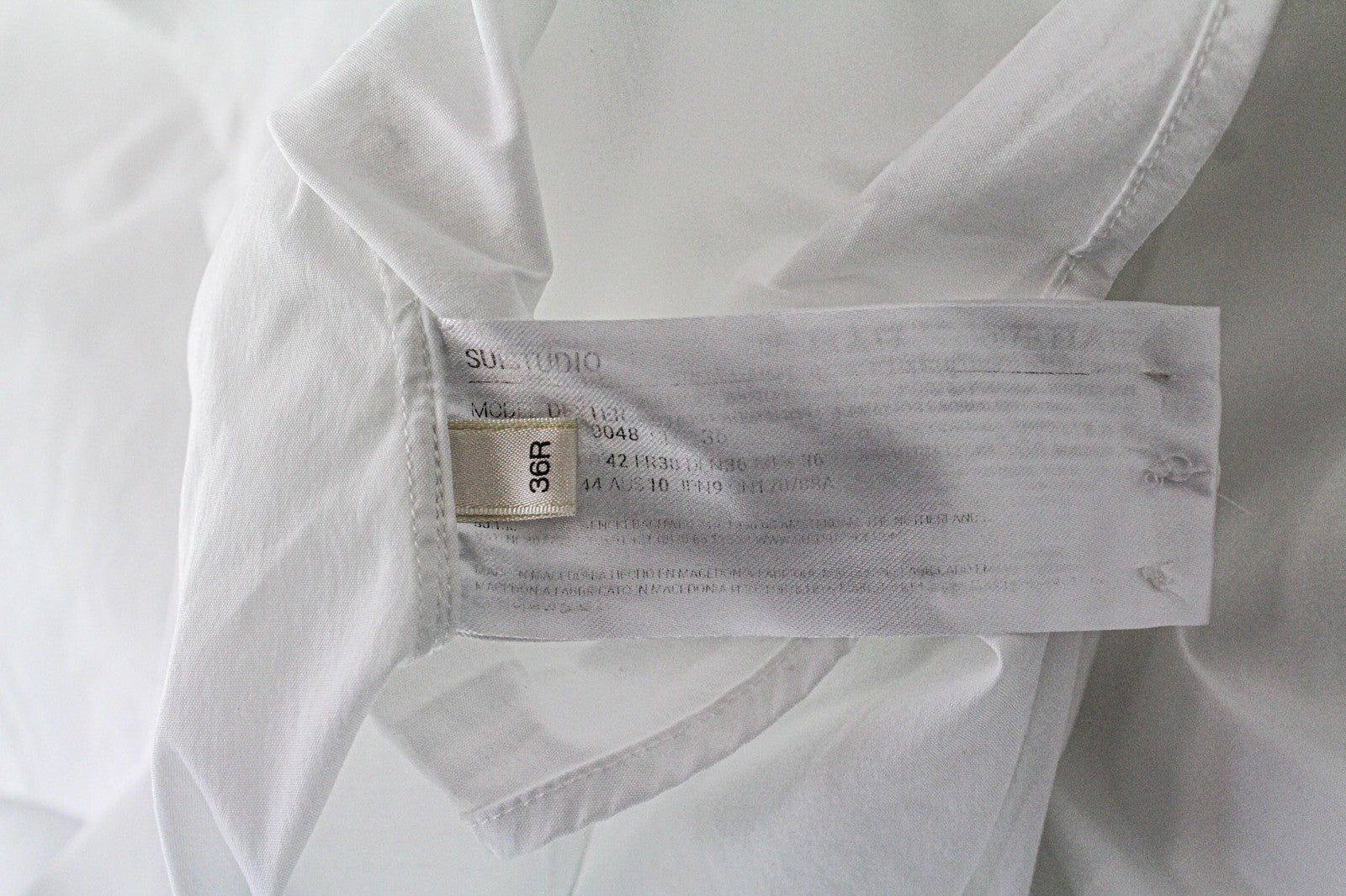 SUISTUDIO Dexter Women's 36R White Cotton Blend Stretch Shirt Long Sleeve