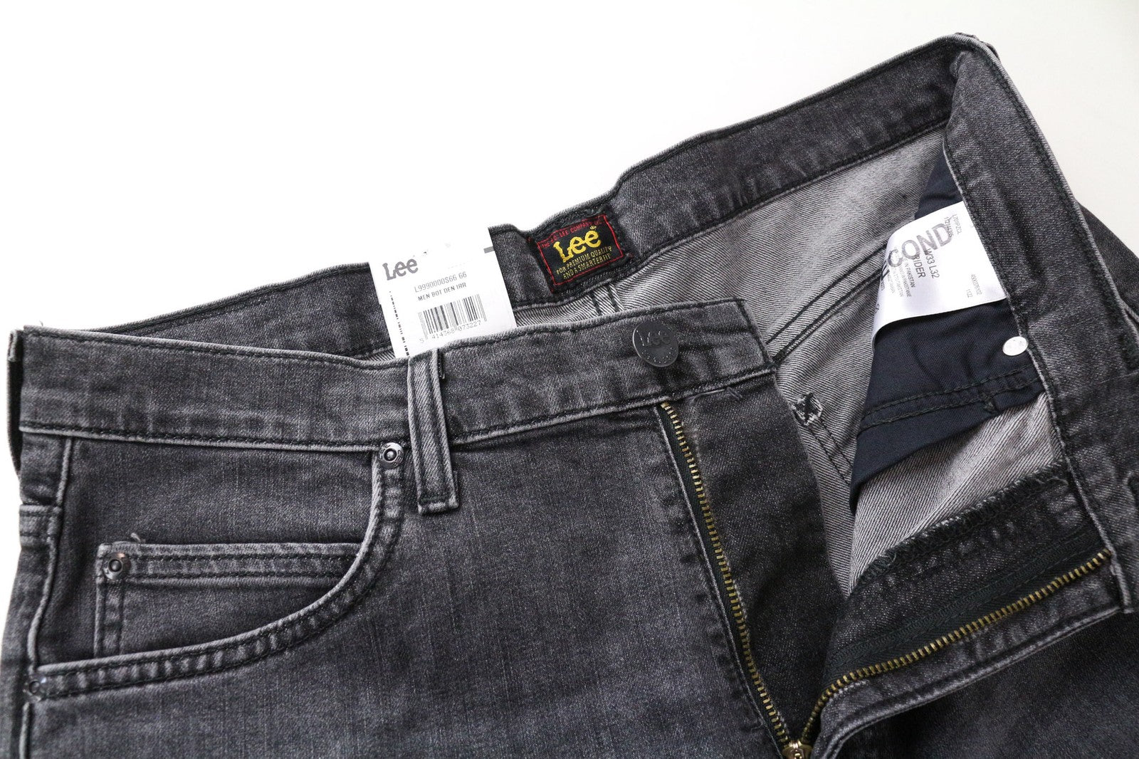 LEE Rider Men's W33/L32 Washed Grey Slim Cotton Stretch Jeans 5 Pockets