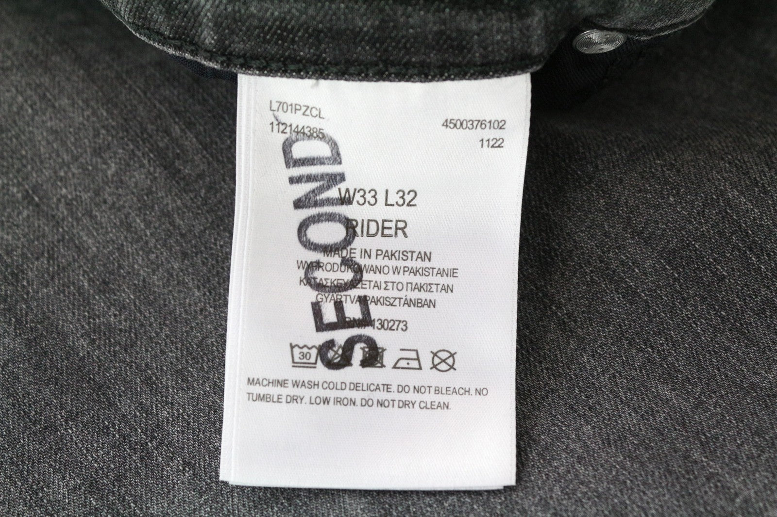 LEE Rider Men's W33/L32 Washed Grey Slim Cotton Stretch Jeans 5 Pockets