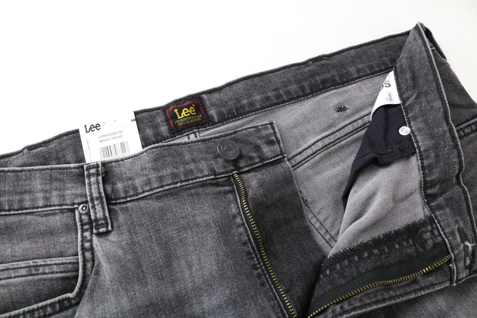 LEE Rider Men's W38/L32 Grey Slim Fit Stretch Jeans Washed Look Denim