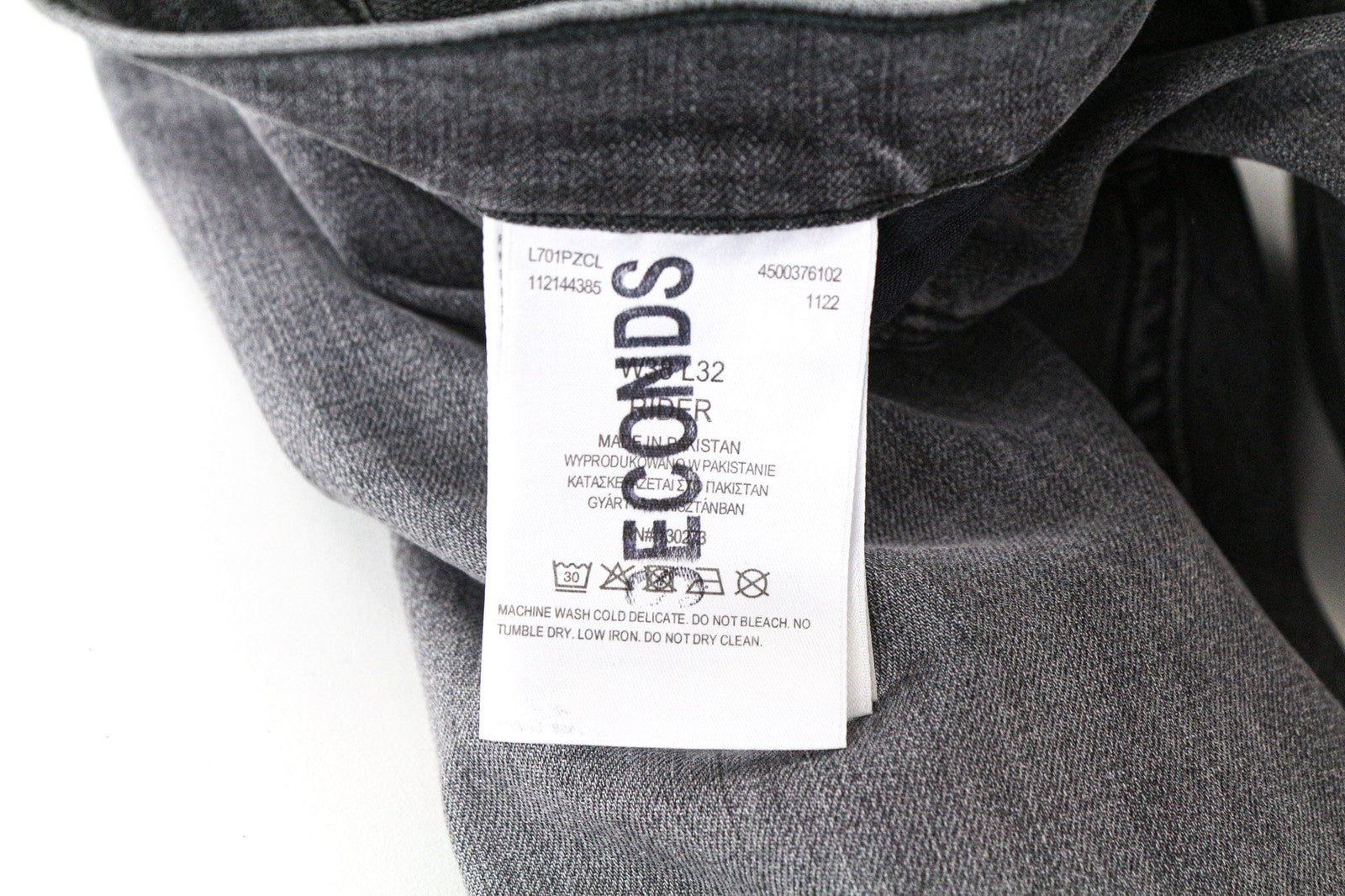 LEE Rider Men's W38/L32 Grey Slim Fit Stretch Jeans Washed Look Denim