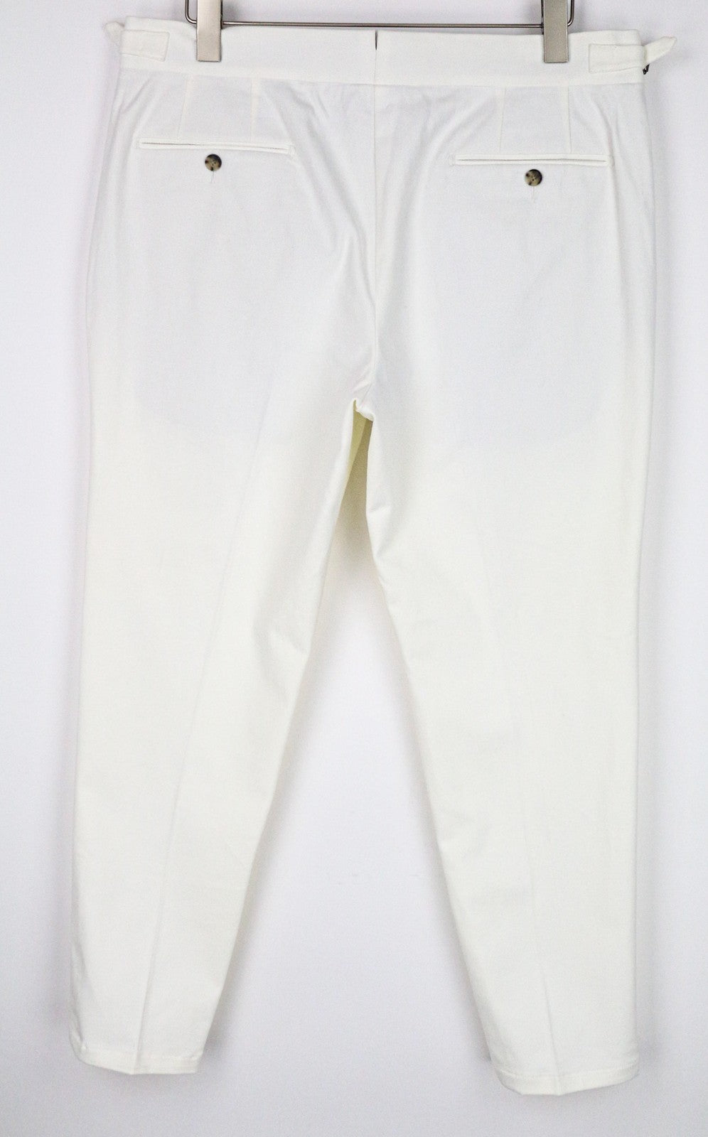 SUITSUPPLY Braddon Men's UK38R Pleated Trousers Off-White Stretch Cotton