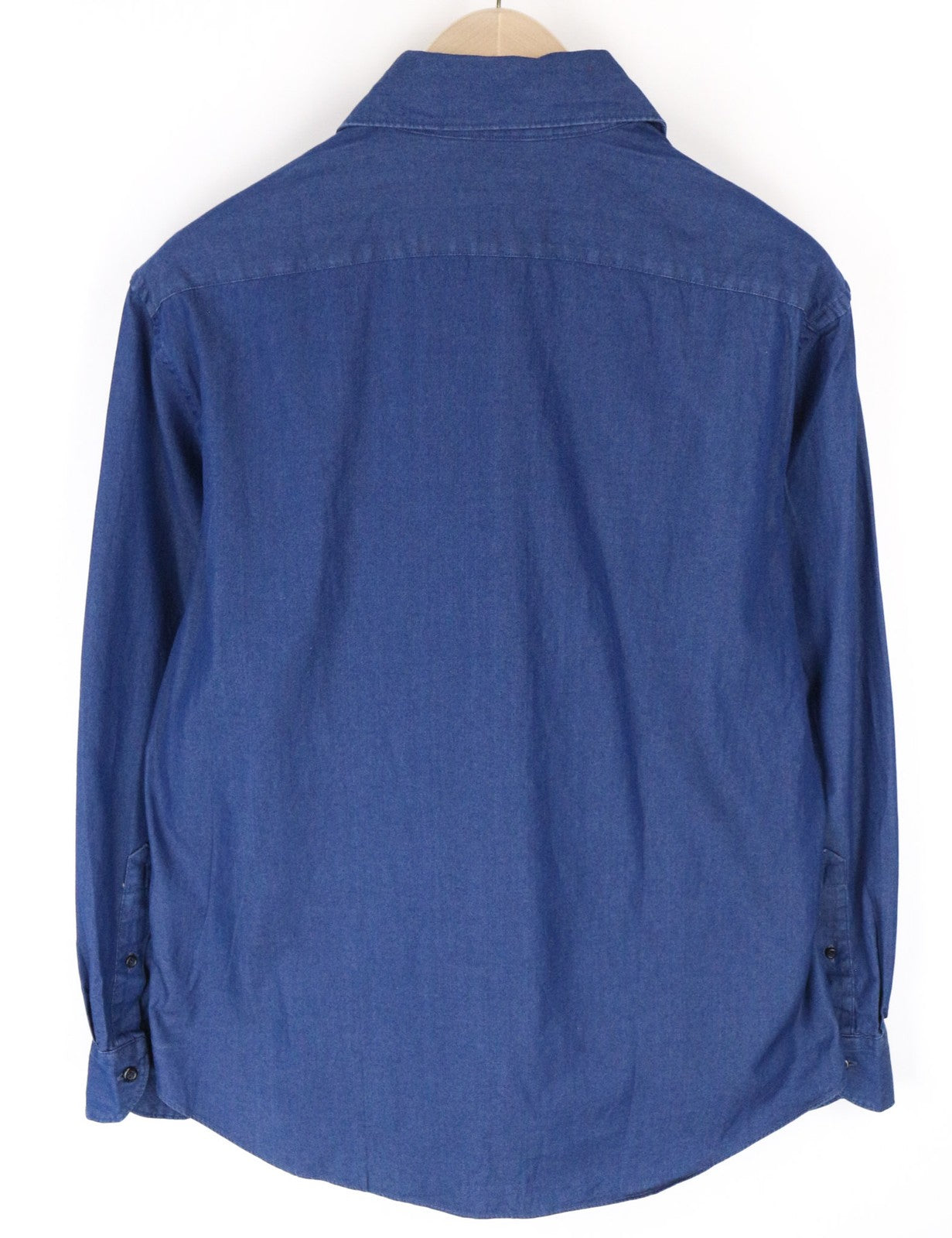 SUITSUPPLY Men's ~S Long Sleeve Polo Cotton T-Shirt Blue Denim Look