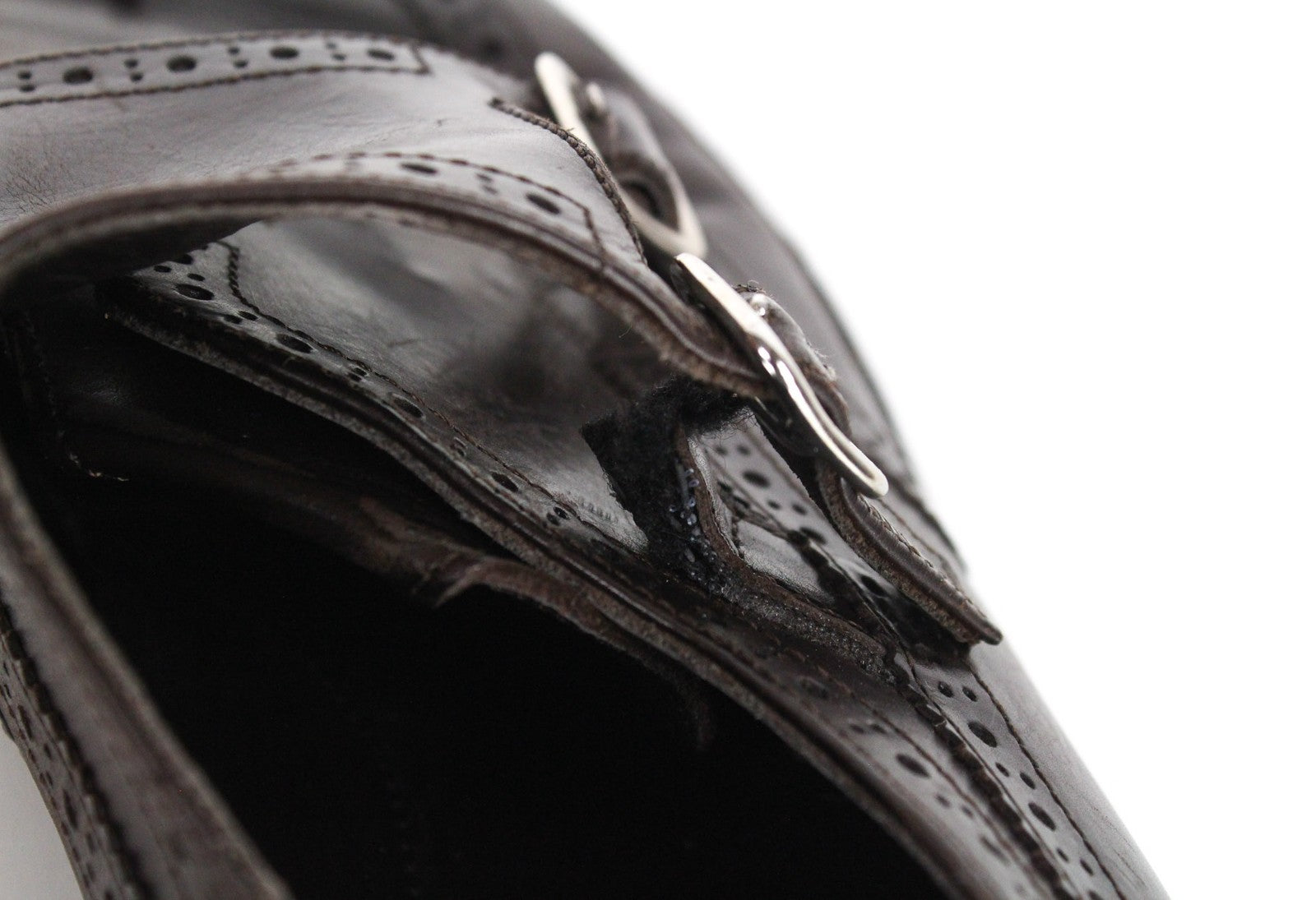 SUITSUPPLY Men's Formal EU40 Dark Brown Leather Buckled Double Shoes