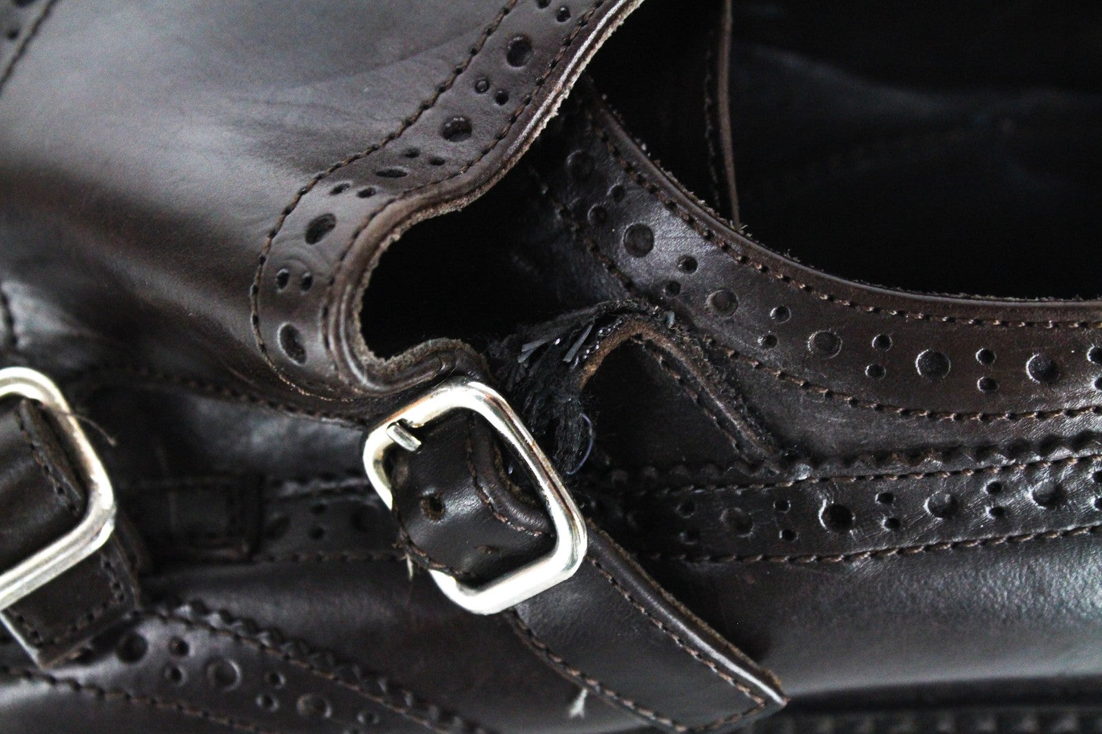 SUITSUPPLY Men's Formal EU40 Dark Brown Leather Buckled Double Shoes