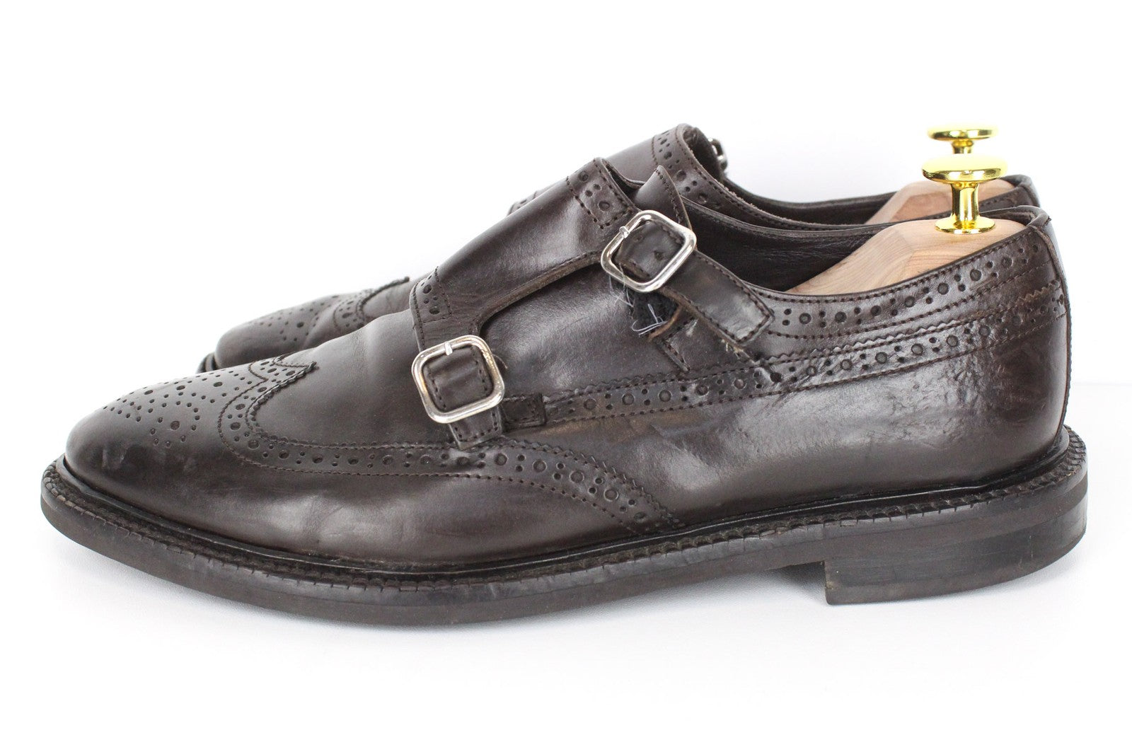 SUITSUPPLY Men's Formal EU40 Dark Brown Leather Buckled Double Shoes