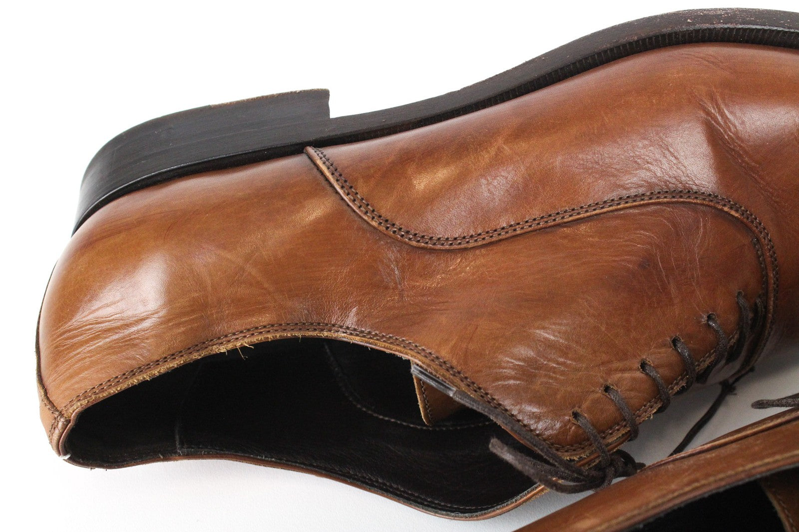 SUITSUPPLY Men's Formal EU44.5 Mid Brown Leather Lace-Up Low Shoes