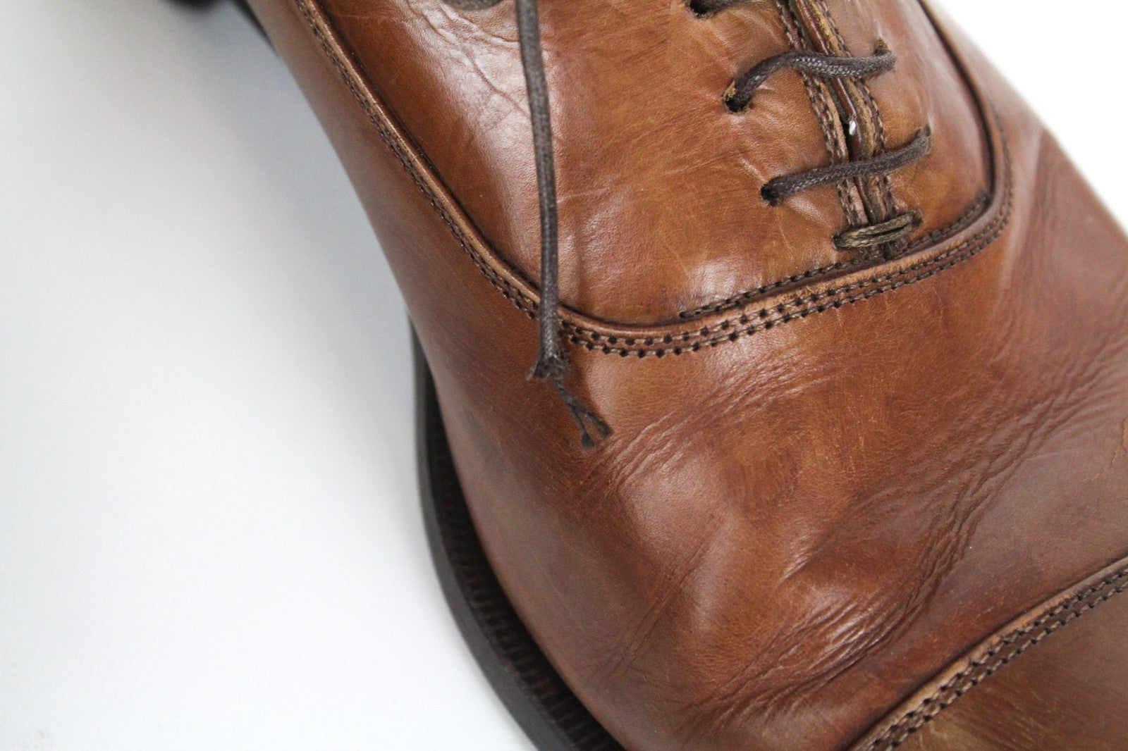 SUITSUPPLY Men's Formal EU44.5 Mid Brown Leather Lace-Up Low Shoes