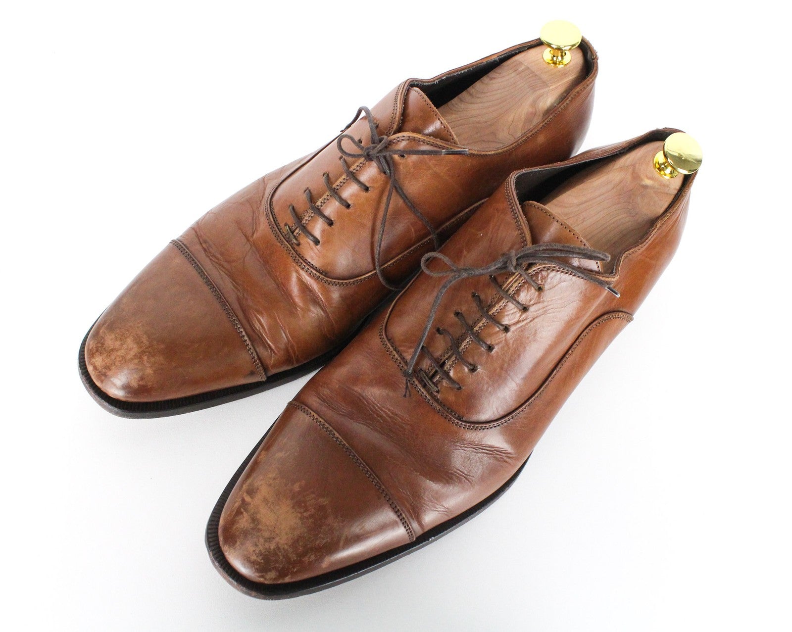SUITSUPPLY Men's Formal EU44.5 Mid Brown Leather Lace-Up Low Shoes