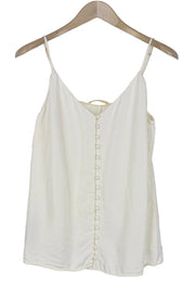 SUISTUDIO Athens Women's UK14 Silk Off-White Button Tank Lightweight