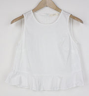 SUISTUDIO Women's 34R White Sleeveless Cotton Blend Stretch Top Zip Back