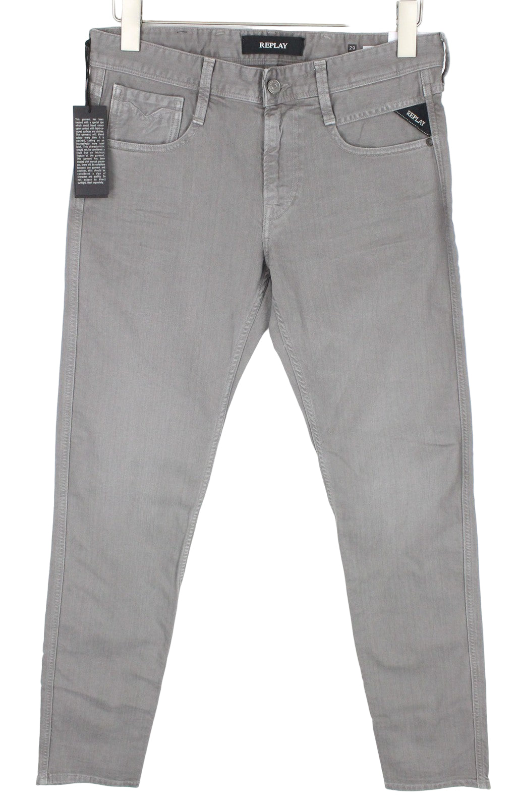 REPLAY Anbass Men's Jeans W29/L32 Grey Slim Fit Stretch Cotton Mix Zip Fly