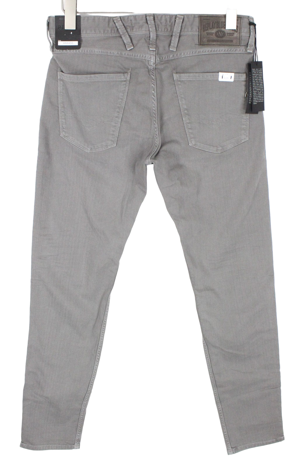 REPLAY Anbass Men's Jeans W29/L32 Grey Slim Fit Stretch Cotton Mix Zip Fly