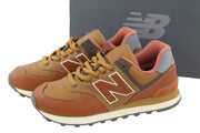 NEW BALANCE 574 Men Sneakers EU40 Brown Leather Low Lace Up Comfort Trainers
