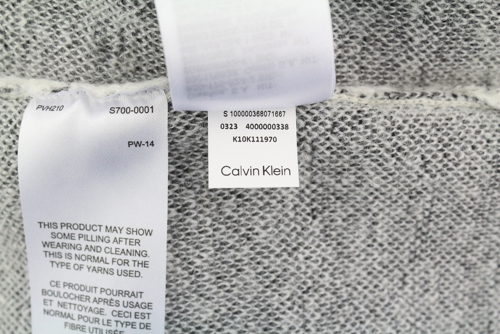CALVIN KLEIN Abstract Jacquard Men Jumper S Grey Wool Alpaca Blend Knit Pullover