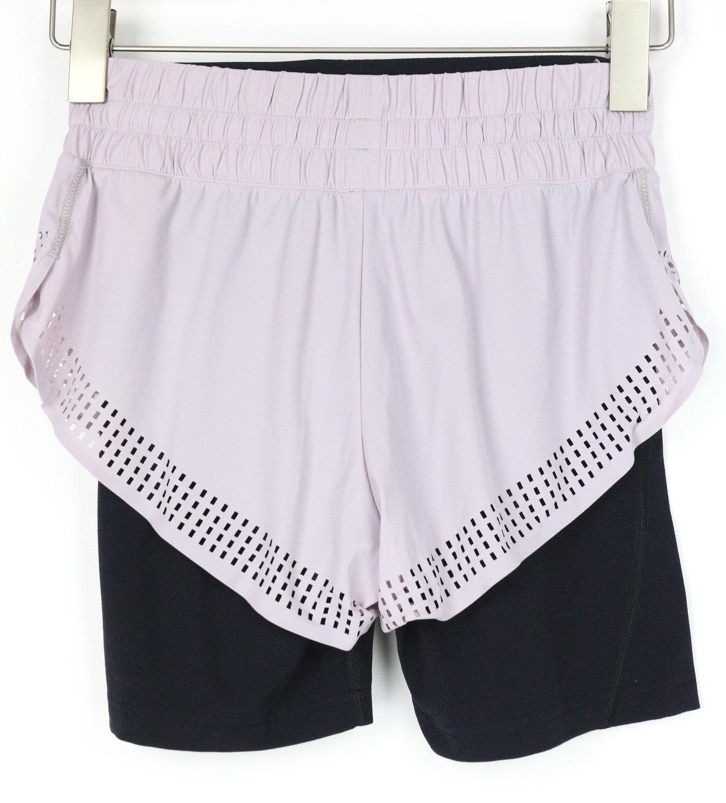 SWEATY BETTY Aerial 2in1 Women's Shorts XS Purple Layered Gym Dance Stretch Fit