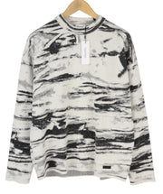 CALVIN KLEIN Abstract Jacquard Men Jumper M Grey Wool Alpaca Blend Knit Pullover