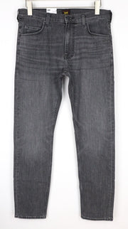 LEE Rider Jeans W34/L34 Men's Grey Stretch Denim Slim Straight Fit Classic Zip