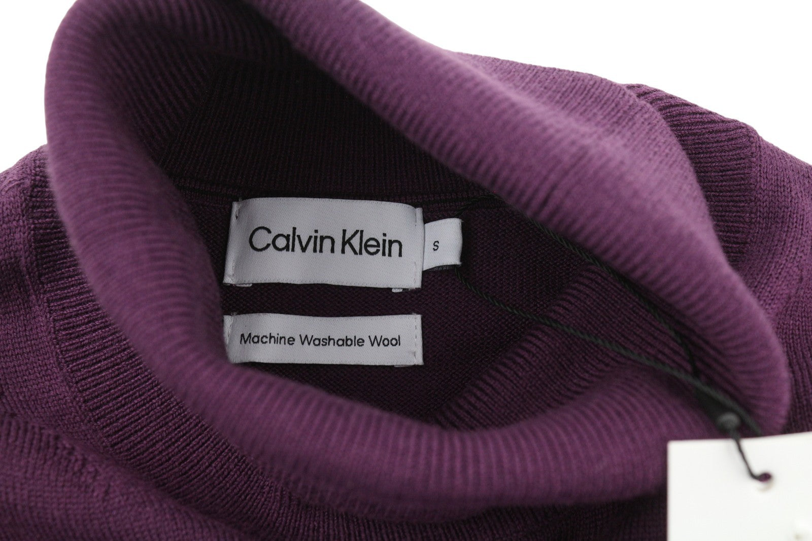 CALVIN KLEIN Merino Turtle Neck Men Jumper S Purple Knitted Pullover RRP$189