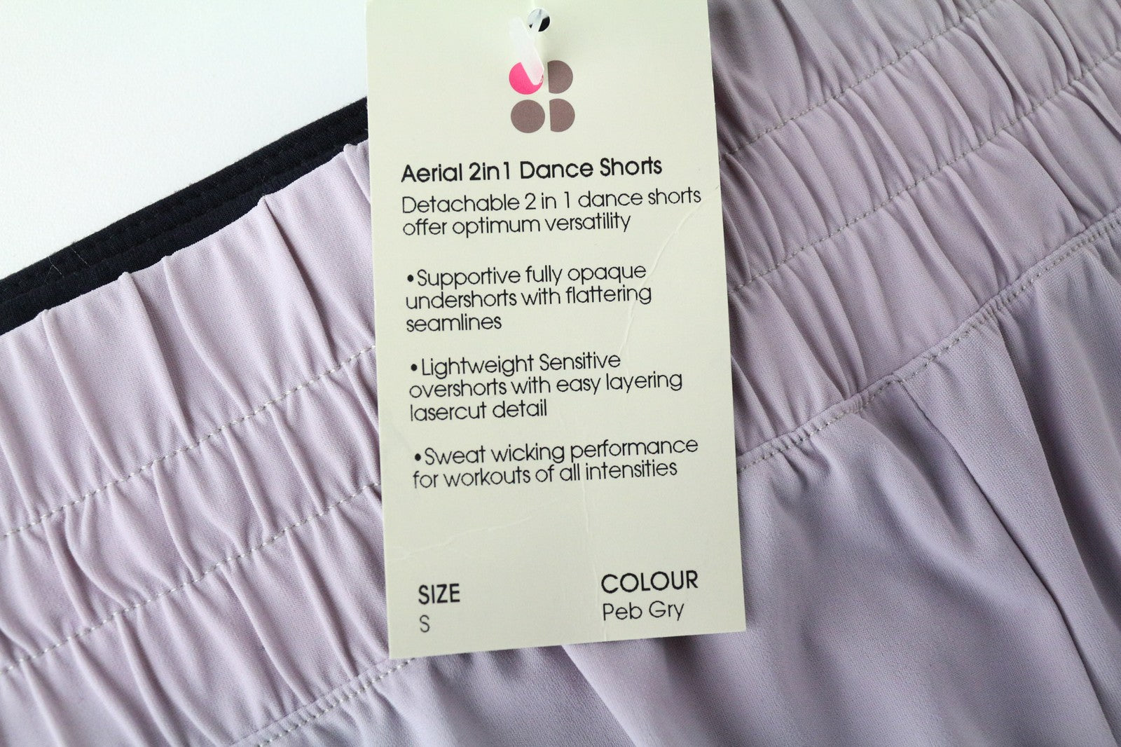 SWEATY BETTY Aerial 2in1 Pink Women's Shorts S Stretch Dance Workout Layered