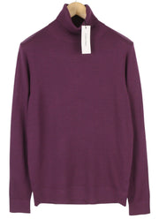 CALVIN KLEIN Merino Turtle Neck Men Jumper L Purple Knitted Pullover RRP$189