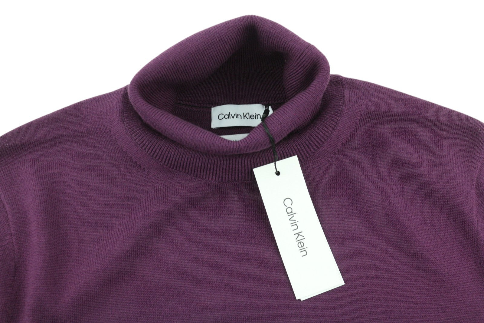 CALVIN KLEIN Merino Turtle Neck Men Jumper L Purple Knitted Pullover RRP$189
