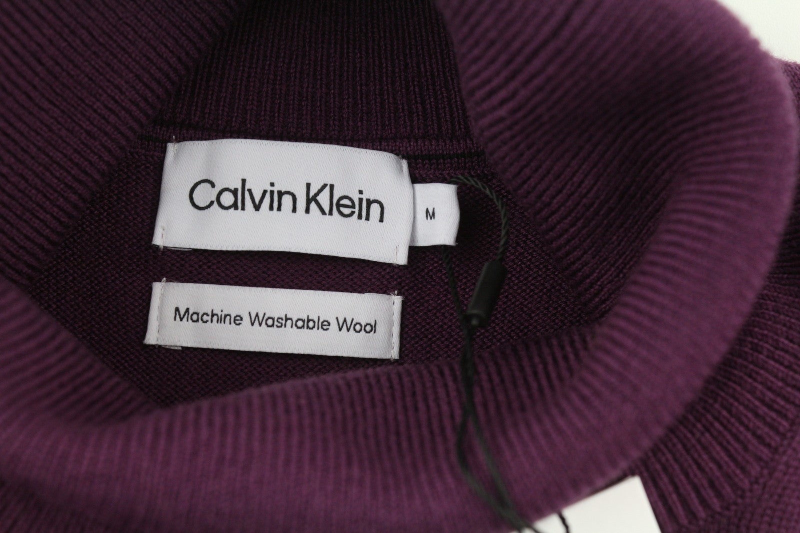 CALVIN KLEIN Merino Turtle Neck Men Jumper M Purple Knitted Pullover RRP$189