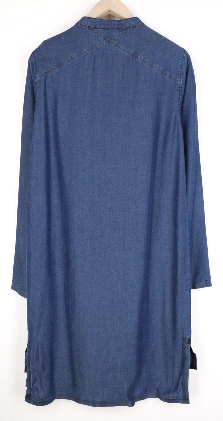 SWEATY BETTY Kvasir Luxe Dress M Women's Blue Long Shirt-Style Denim Look Midi