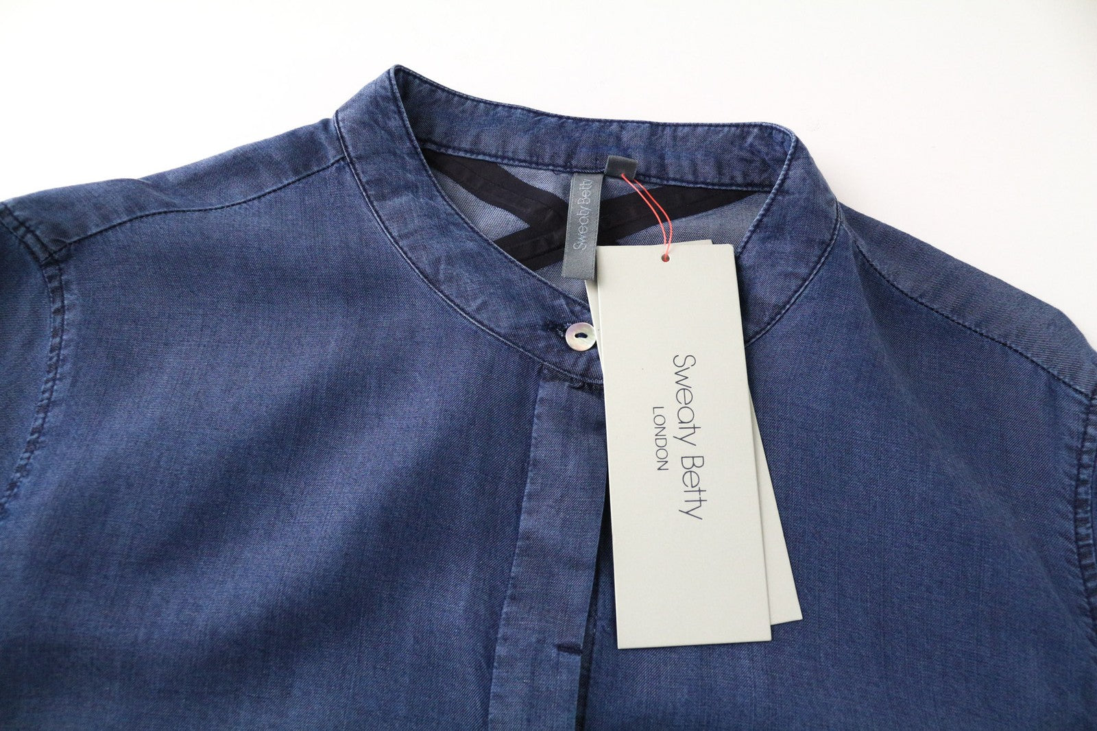 SWEATY BETTY Kvasir Luxe Dress M Women's Blue Long Shirt-Style Denim Look Midi