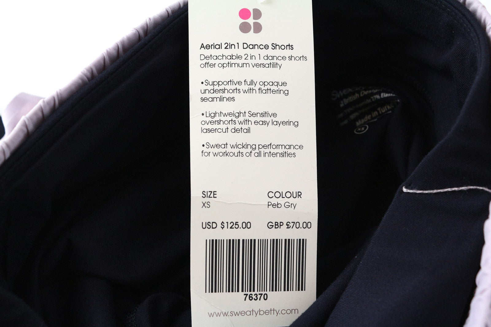 SWEATY BETTY Aerial 2in1 Shorts XS Women's Purple Layered Stretch Gym Dance